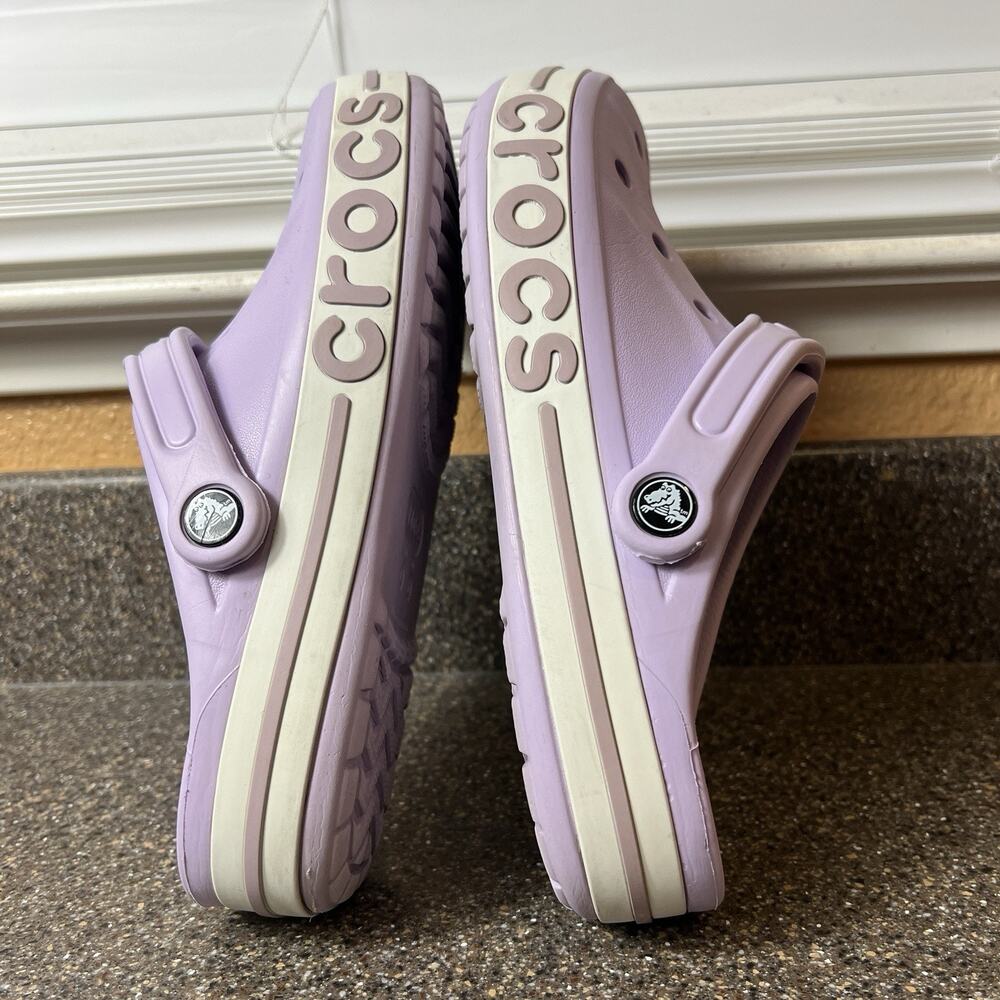 CROCS Iconic Comfort Womens Sz 10 Slip On Rubber Purple Clogs Shoes Mens 8 Mules - Picture 5 of 11